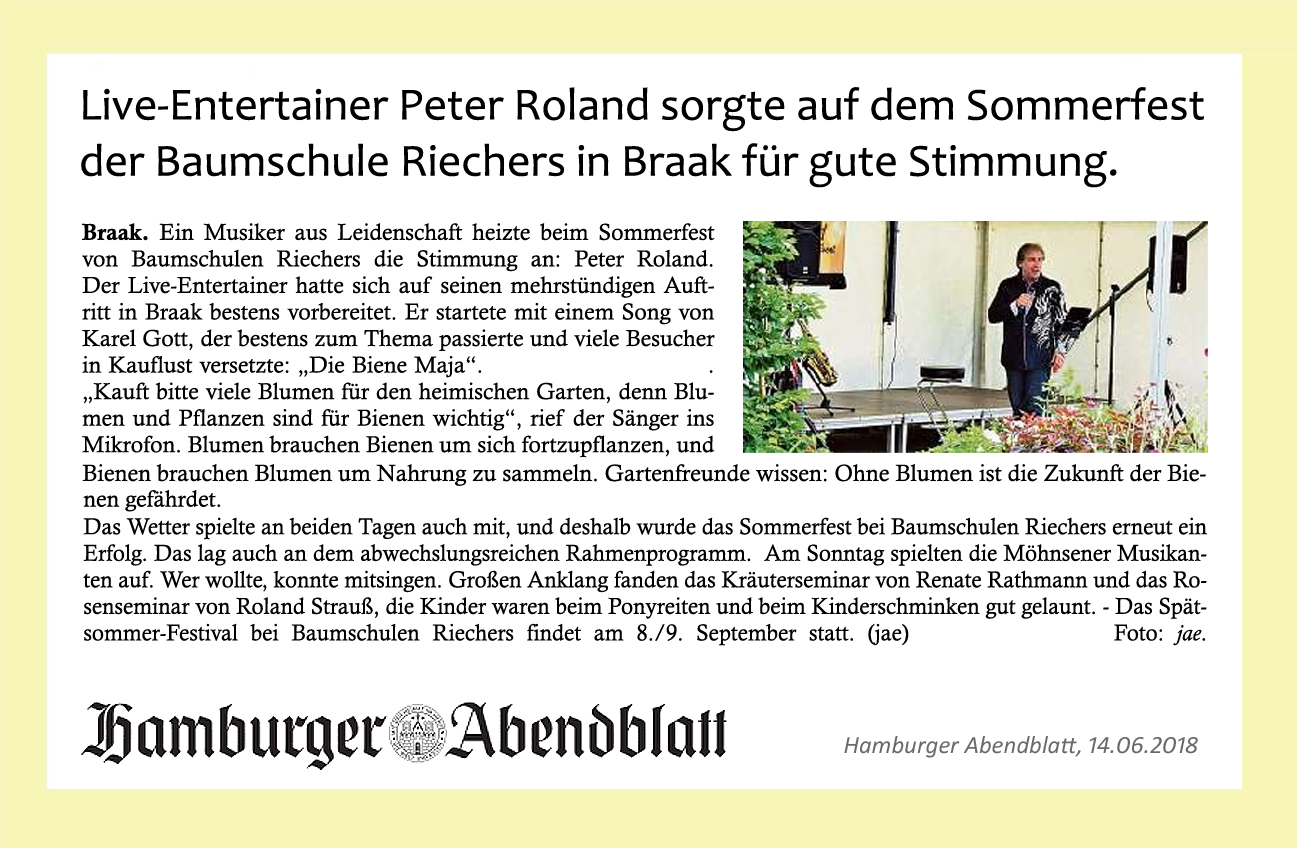 Peter Roland im Hamburger Abendblatt
