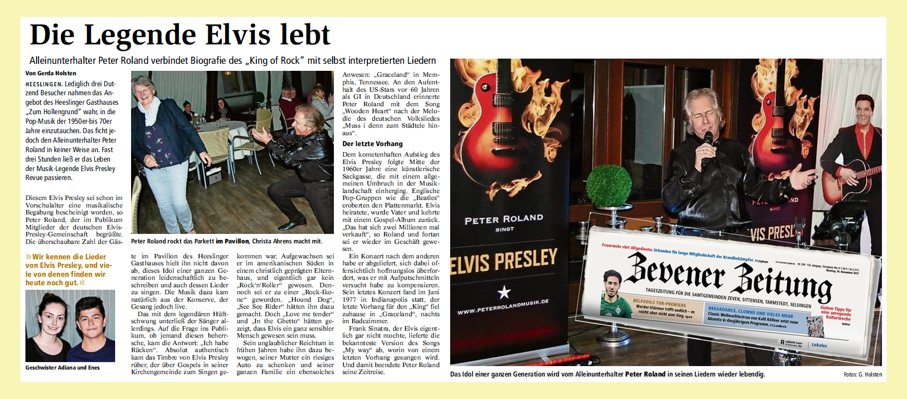 Zevener Zeitung 2018-11-05 Die Legende Elvis lebt; Peter Roland