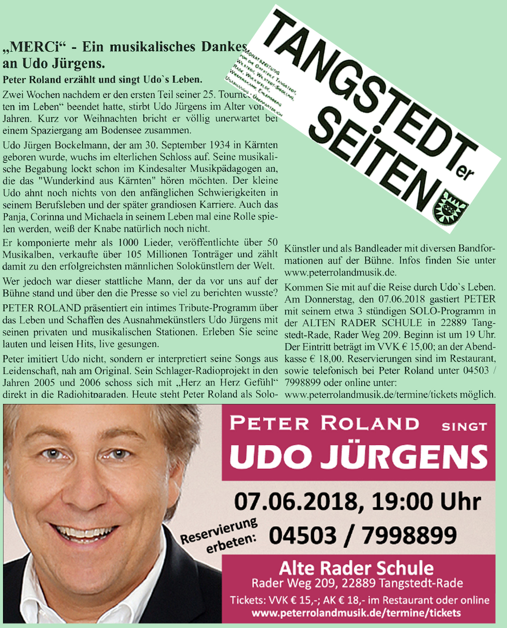 Peter Roland singt Udo Jürgens, Tangstedter Seiten